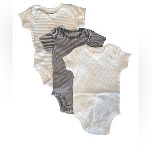 Set of Onesies, 3-6 Months, White/Gray/Black/Stars